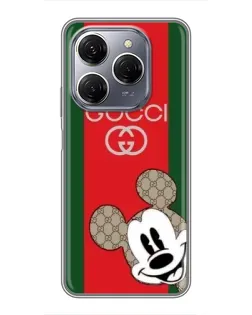 Чехол для TECNO Spark 20 Pro с картинкой «Gucci — полосы и Микки»
