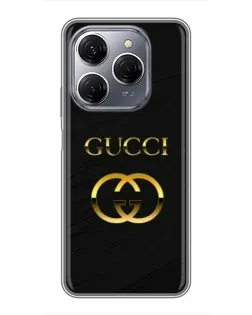 Чехол для TECNO Spark 20 Pro с картинкой «Золотой логотип Gucci»