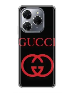 Чехол для TECNO Spark 20 Pro с картинкой «Gucci — красный логотип»