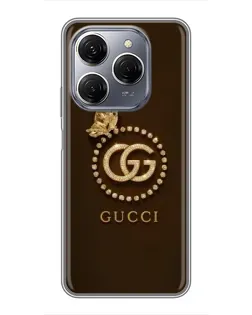 Чехол для TECNO Spark 20 Pro с картинкой «Gucci — золотая бабочка»