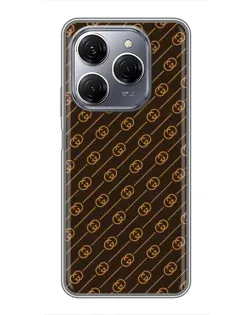 Чехол для TECNO Spark 20 Pro с картинкой «Gucci — золотые диагонали»
