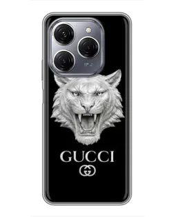 Чехол для TECNO Spark 20 Pro с картинкой «Gucci — серебряный лев»