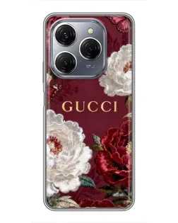 Чехол для TECNO Spark 20 Pro с картинкой «Gucci — бордовые розы»