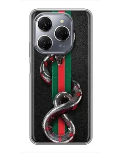 Чехол для TECNO Spark 20 Pro с картинкой «Gucci — змея на полосе»