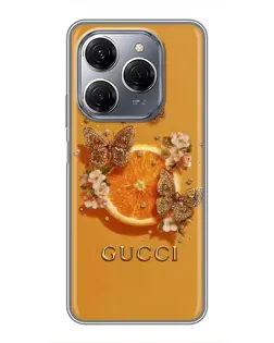 Чехол для TECNO Spark 20 Pro с картинкой «Gucci — золотые бабочки»