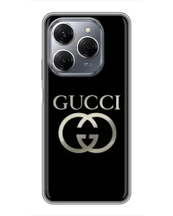 Чехол для TECNO Spark 20 Pro с картинкой «Gucci — золото на черном»