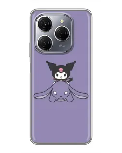 Чехол для TECNO Spark 20 Pro с картинкой «Kuromi на лиловом фоне»