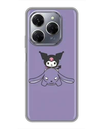 Чехол для TECNO Spark 20 Pro с картинкой «Kuromi на лиловом фоне»