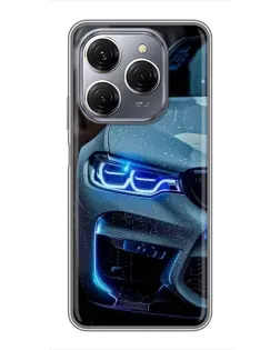 Чохол для TECNO Spark 20 Pro з картинкою «Погляд BMW з синіми фарами»
