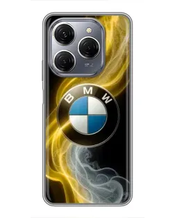 Чехол для TECNO Spark 20 Pro с картинкой «Золотистый дым BMW»