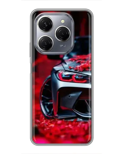 Чехол для TECNO Spark 20 Pro с картинкой «Спортивная BMW и цветы» Чехол для TECNO Spark 20 Pro с картинкой «Спортивная BMW и цветы»