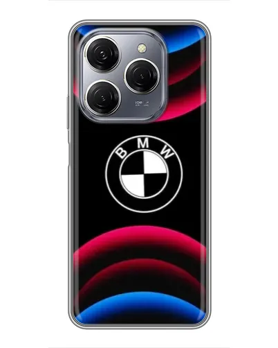 Чехол для TECNO Spark 20 Pro с картинкой «Логотип BMW и неоновые дуги» Чехол для TECNO Spark 20 Pro с картинкой «Логотип BMW и неоновые дуги»