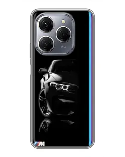 Чехол для TECNO Spark 20 Pro с картинкой «Силуэт BMW в темноте»