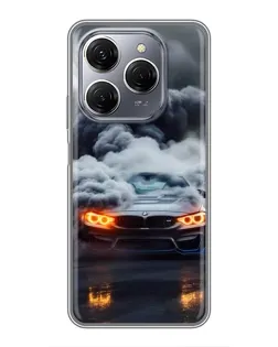 Чехол для TECNO Spark 20 Pro с картинкой «BMW в дыму»