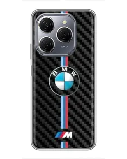 Чехол для TECNO Spark 20 Pro с картинкой «Эмблема BMW и карбон»