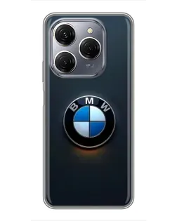 Чехол для TECNO Spark 20 Pro с картинкой «Логотип BMW — минимализм»