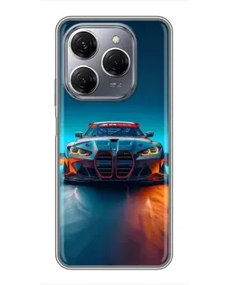 Чохол для TECNO Spark 20 Pro з картинкою «BMW — вогні неону»