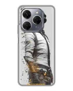 Чехол для TECNO Spark 20 Pro с картинкой «PUBG — боец в пыли»