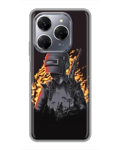Чехол для TECNO Spark 20 Pro с картинкой «PUBG — огненный силуэт»