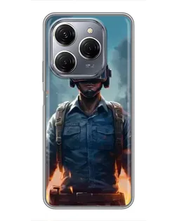 Чехол для TECNO Spark 20 Pro с картинкой «PUBG — реалистичный герой»