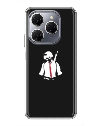 Чехол для TECNO Spark 20 Pro с картинкой «PUBG — силуэт воина»