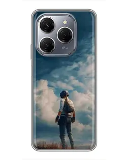 Чехол для TECNO Spark 20 Pro с картинкой «Герой PUBG на скале»