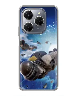 Чехол для TECNO Spark 20 Pro с картинкой «Десант PUBG — прыжок»