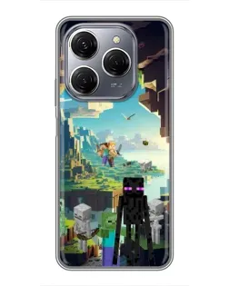 Чехол для TECNO Spark 20 Pro с картинкой «Эндермен в лесу»