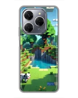 Чехол для TECNO Spark 20 Pro с картинкой «Minecraft летний день»