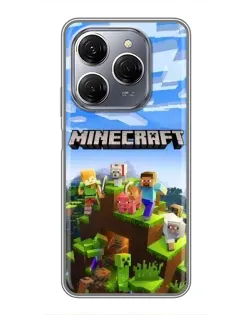 Чехол для TECNO Spark 20 Pro с картинкой «Minecraft классический мир»