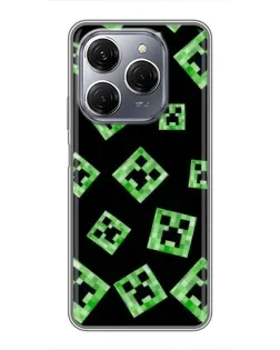 Чехол для TECNO Spark 20 Pro с картинкой «Паттерн с криперами»