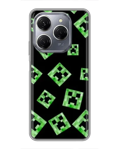 Чехол для TECNO Spark 20 Pro с картинкой «Паттерн с криперами»
