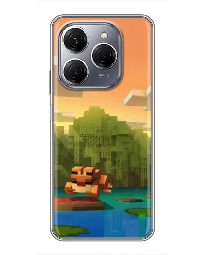 Чехол для TECNO Spark 20 Pro с картинкой «Майнкрафт закат солнца»