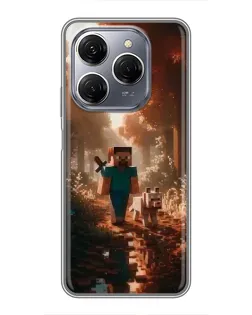 Чехол для TECNO Spark 20 Pro с картинкой «Стив в лесу»