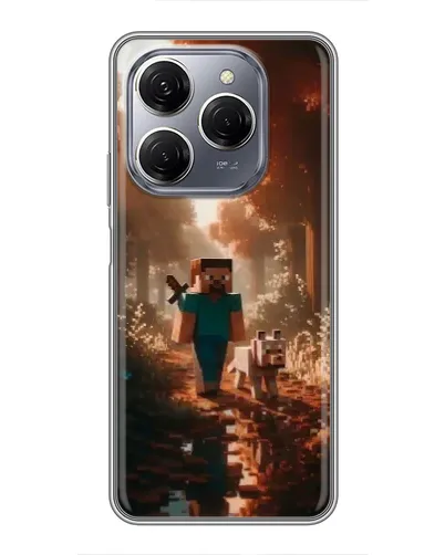 Чехол для TECNO Spark 20 Pro с картинкой «Стив в лесу»