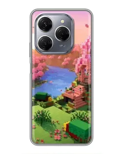 Чехол для TECNO Spark 20 Pro с картинкой «Розовое дерево Minecraft»