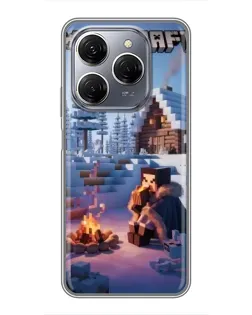 Чехол для TECNO Spark 20 Pro с картинкой «Зимний Minecraft»