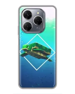 Чехол для TECNO Spark 20 Pro с картинкой «Черепаха Minecraft»
