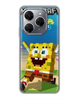 Чехол для TECNO Spark 20 Pro с картинкой «Губка Боб Minecraft»