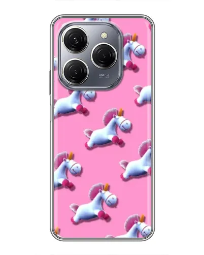 Чехол для TECNO Spark 20 Pro с картинкой «Единороги на розовом»