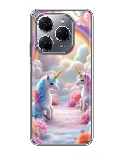 Чехол для TECNO Spark 20 Pro с картинкой «Радуга и единороги»