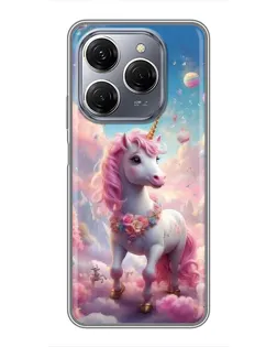 Чехол для TECNO Spark 20 Pro с картинкой «Единорог среди облаков»