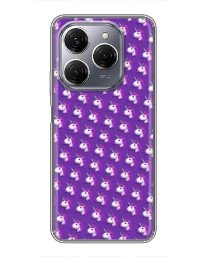 Чехол для TECNO Spark 20 Pro с картинкой «Единороги на фиолетовом»