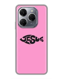 Чехол для TECNO Spark 20 Pro с картинкой «Розовый символ  Jesus»