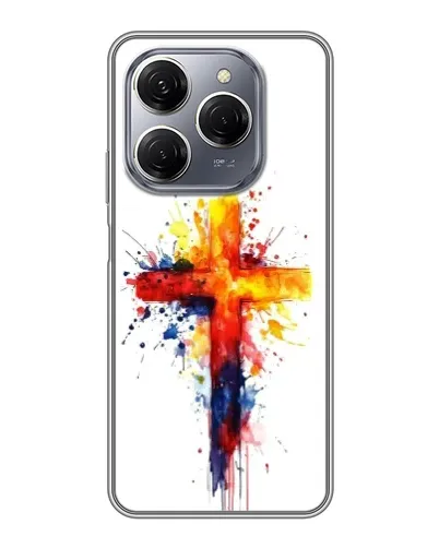 Чехол для TECNO Spark 20 Pro с картинкой «Акварельный крест»