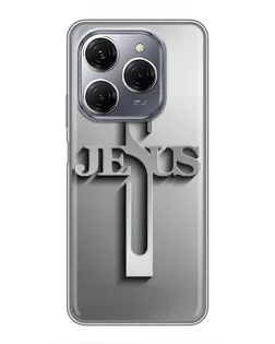 Чохол для TECNO Spark 20 Pro з картинкою «Металевий хрест Jesus»