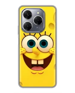 Чехол для TECNO Spark 20 Pro с картинкой «Губка Боб улыбка»