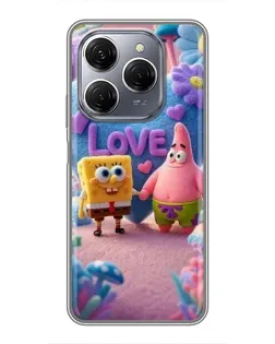 Чехол для TECNO Spark 20 Pro с картинкой «Губка Боб Патрик»