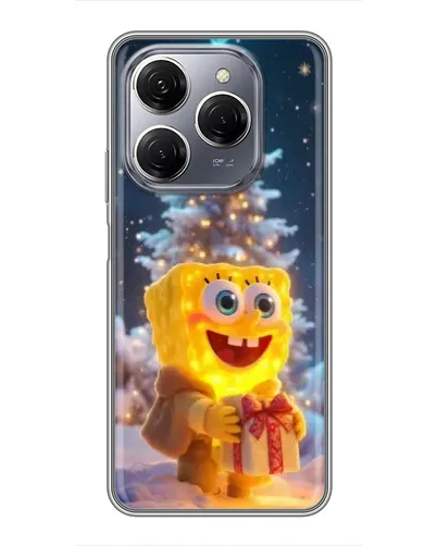 Чехол для TECNO Spark 20 Pro с картинкой «Рождественский Спанч Боб»