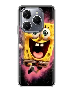 Чехол для TECNO Spark 20 Pro с картинкой «Взрывной Спанч Боб»